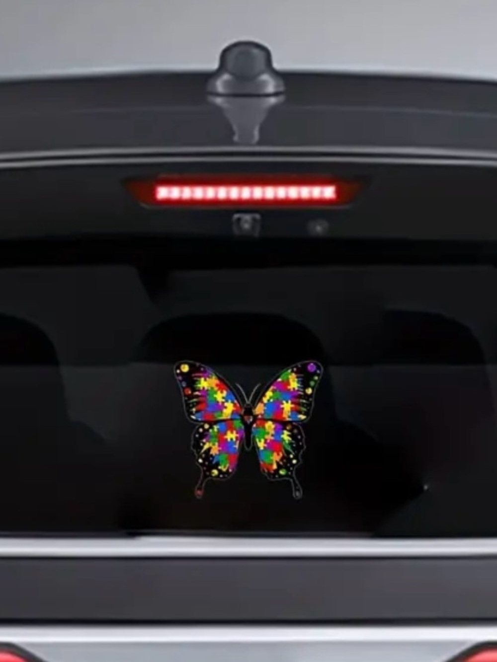 Colorful Puzzle Butterfly Vinyl Sticker - Multi-Color - Picture 6 of 8